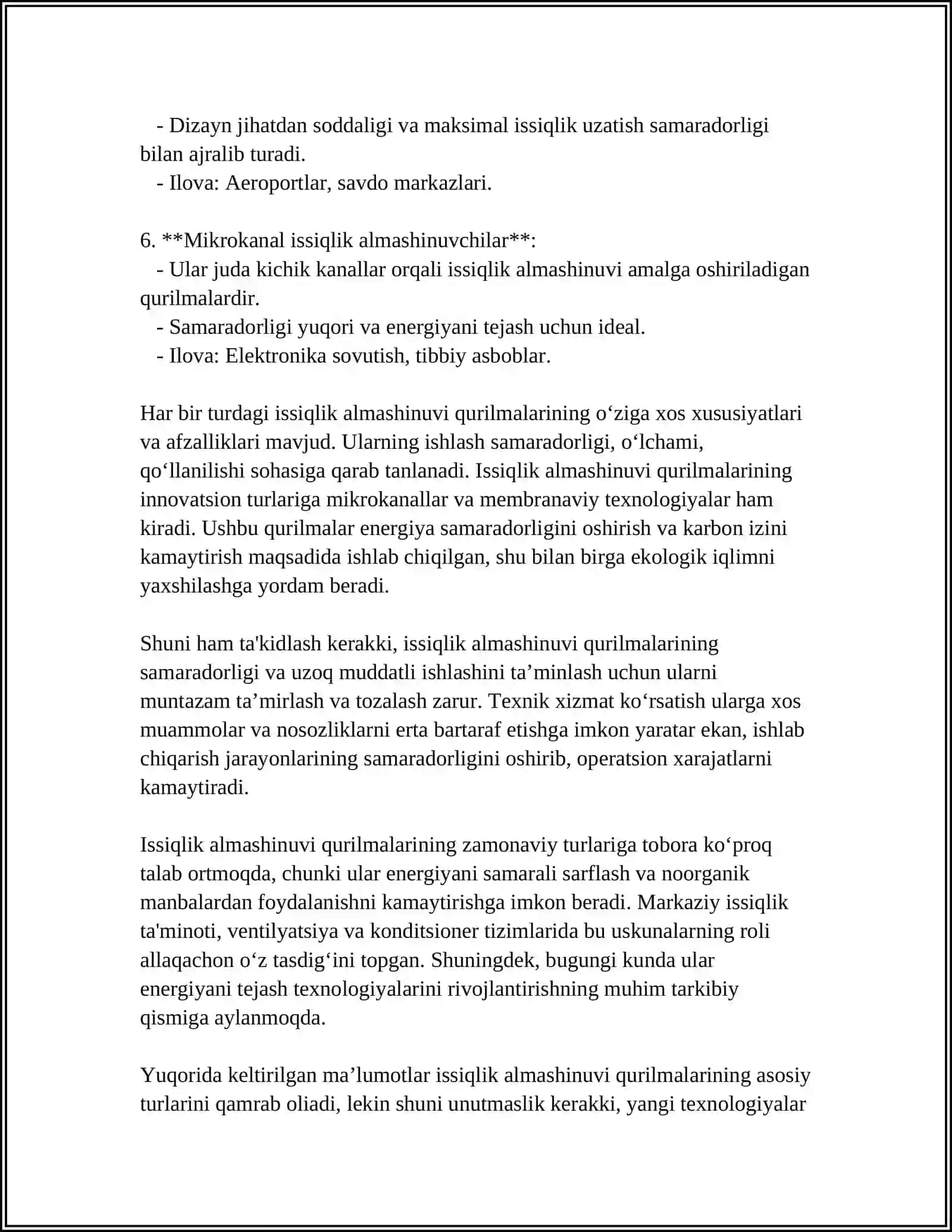 QURILISH MATERIALLARI SANOATIDA ISSIQLIK ALMASHINUVI APPARATLARI SAMARADORLIGINI HISOBLASH 4