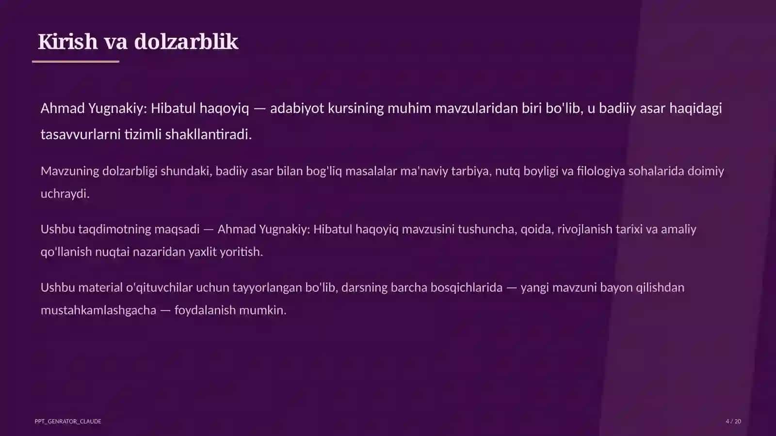 Ahmad Yugnakiy: Hibatul haqoyiq (7-sinf) 4