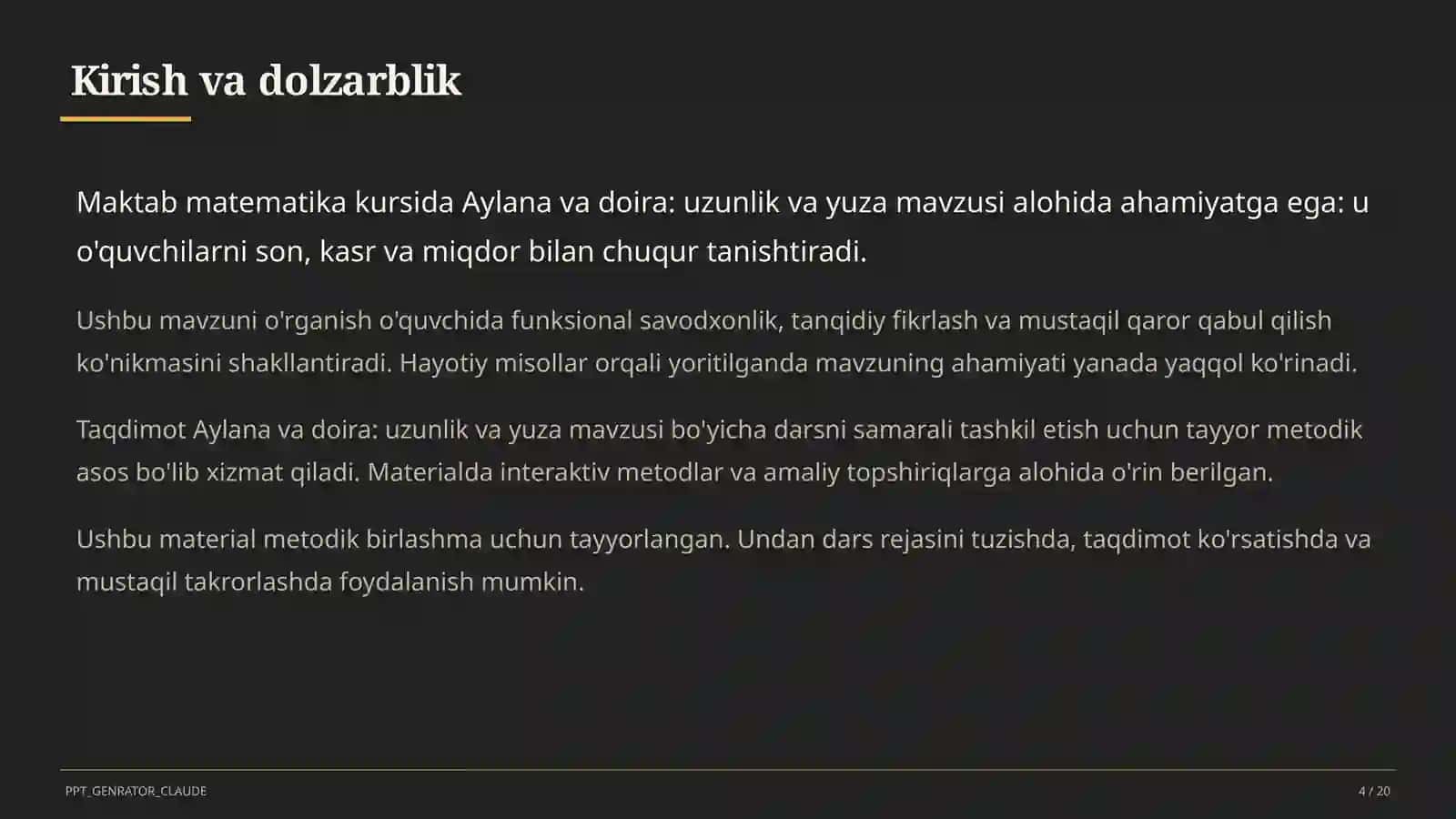 Aylana va doira: uzunlik va yuza (6-sinf) 4