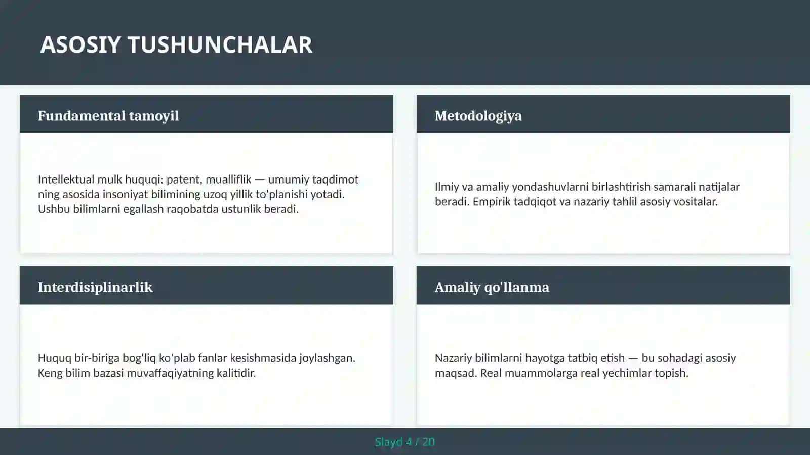 Intellektual mulk huquqi: patent, mualliflik — umumiy taqdimot 4
