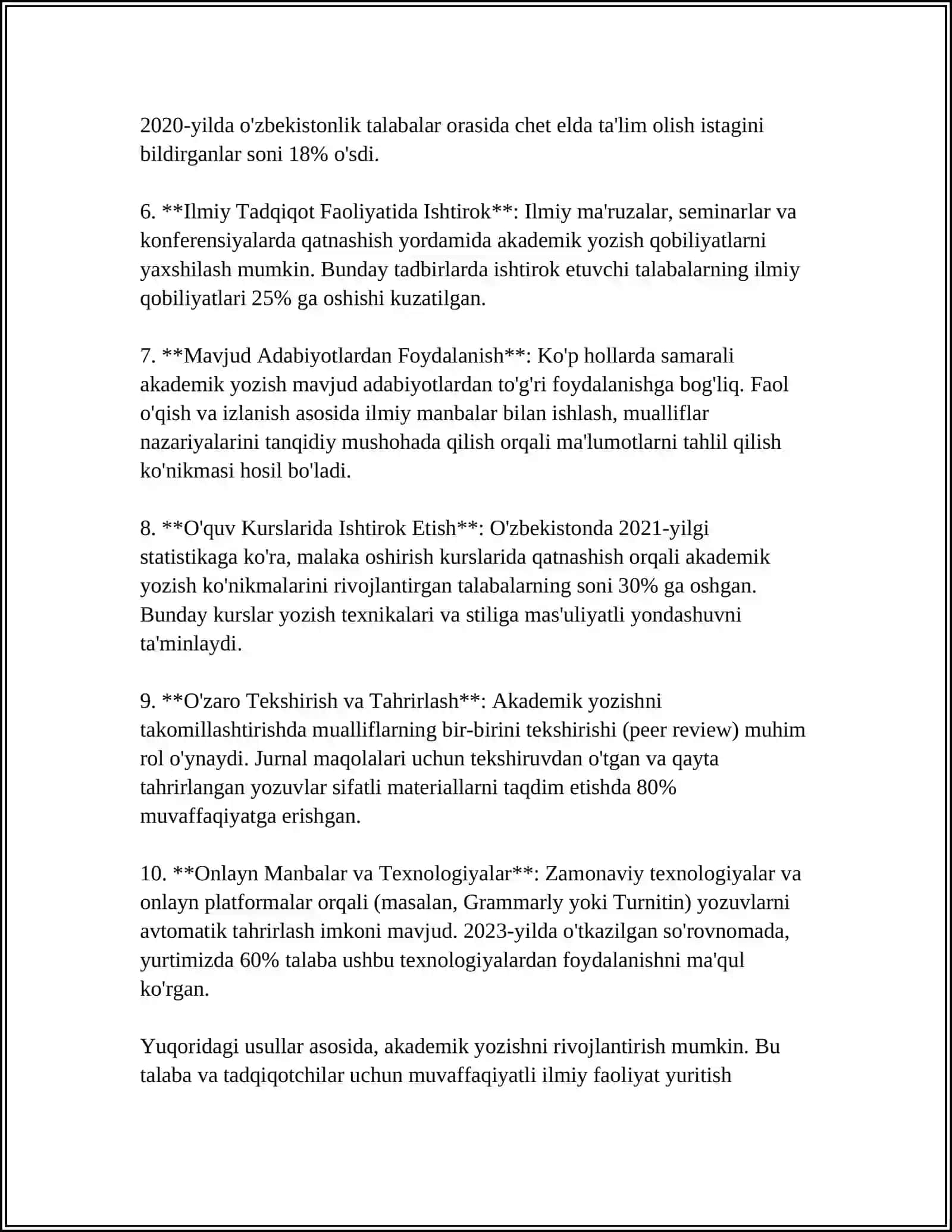 YOZMA AKADEMIK MATNLARNI YARATISH KO'NIKMALARINI SHAKLLANTIRISH 4