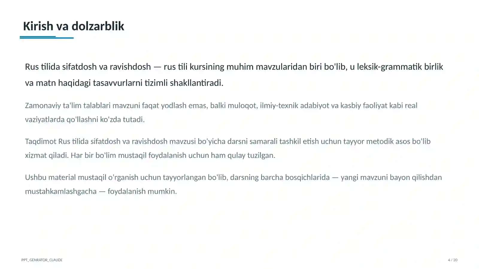 Rus tilida sifatdosh va ravishdosh (7-sinf) 4