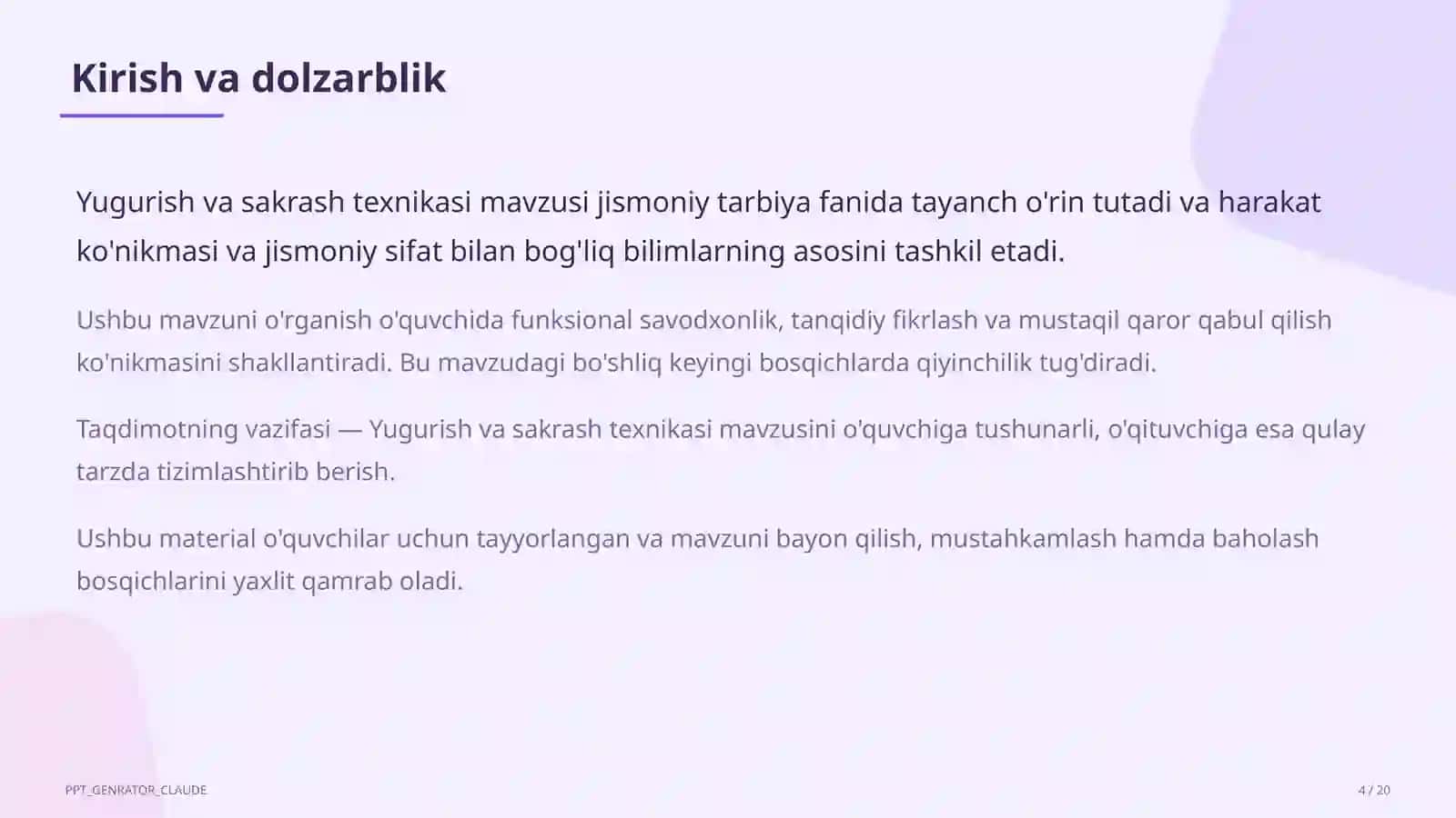 Yugurish va sakrash texnikasi (2-sinf) 4