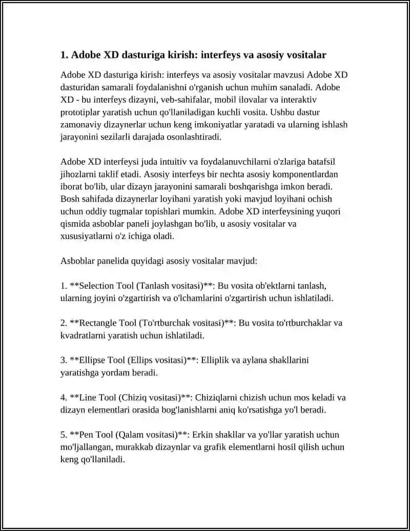 Adobe XD DASTURI: INTERFEYS DIZAYNI 4