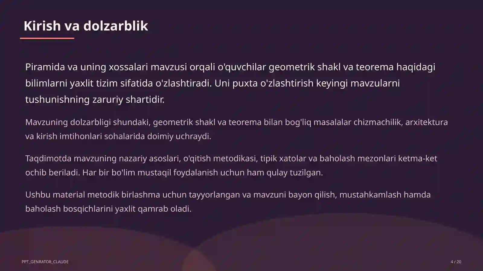 Piramida va uning xossalari (10-sinf) 4