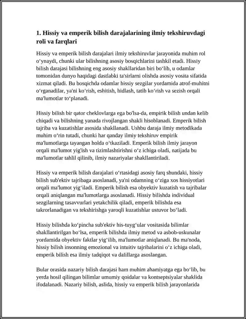 HISSIY, EMPERIK, NAZARIY, MANTIQIY, INTUITIVE BILISH DARAJALARINING O’ZARO ALOQASI VA FARQI 4