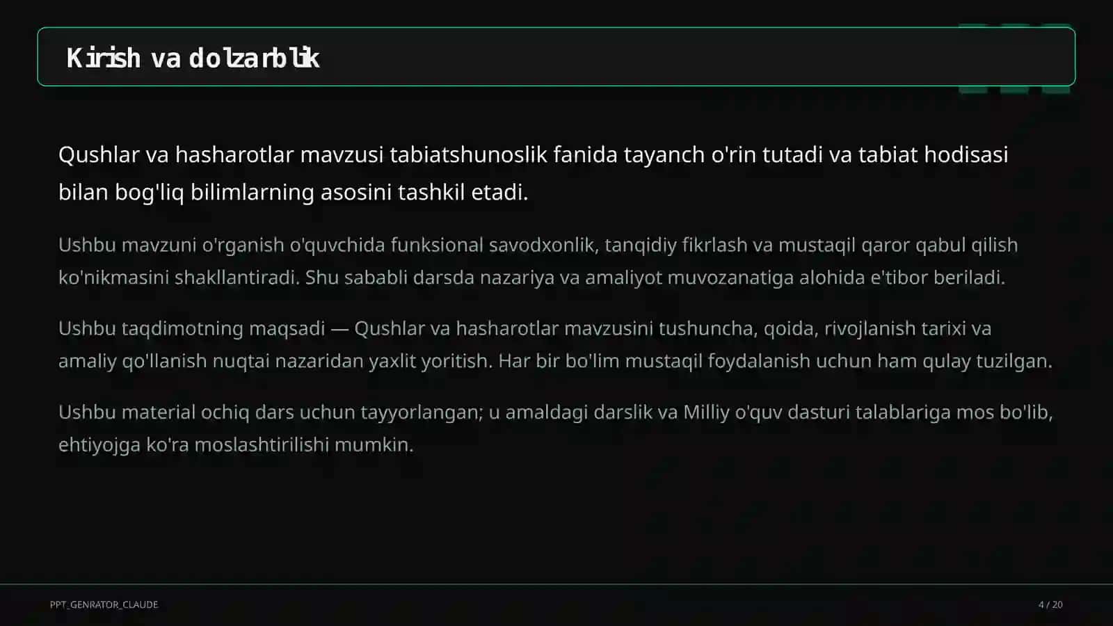Qushlar va hasharotlar (2-sinf) 4