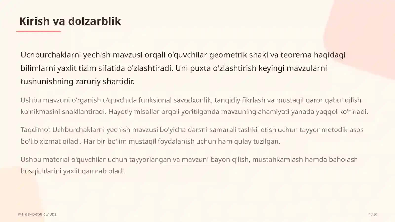 Uchburchaklarni yechish (9-sinf) 4