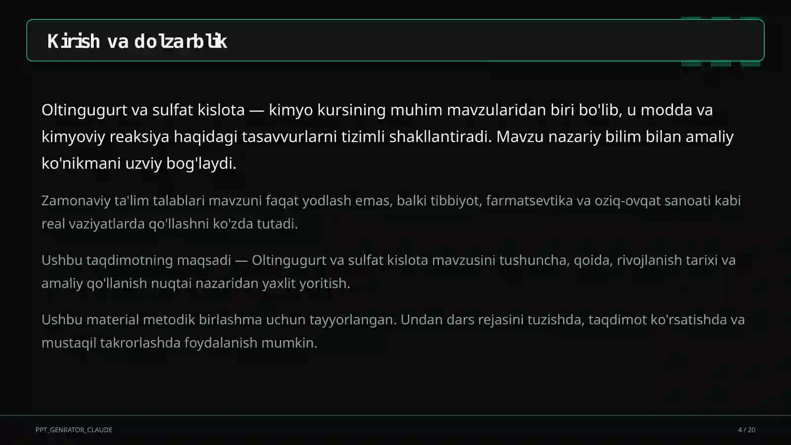 Oltingugurt va sulfat kislota (9-sinf) 4