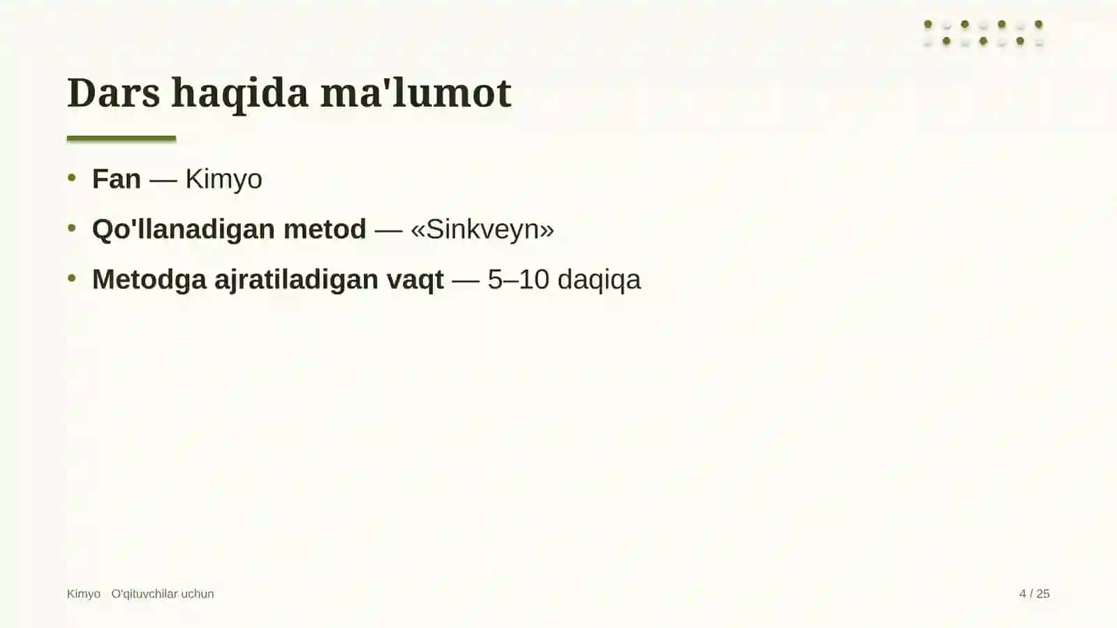 kimyo darslarida sinkveyn metodidan foydalanish 2044 4