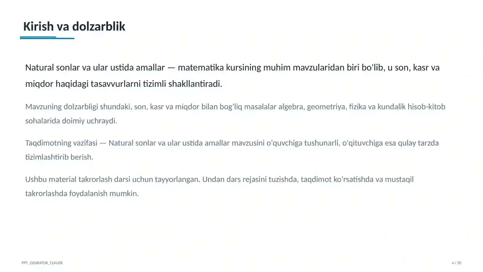 Natural sonlar va ular ustida amallar (5-sinf) 4