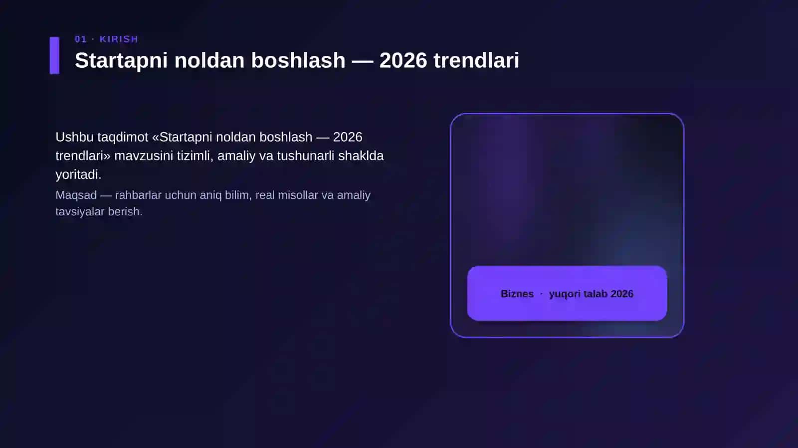 Startapni noldan boshlash — 2026 trendlari 4