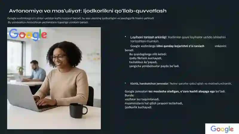 Google kompaniyasining tashkiliy xulq-atvori: Muvaffaqiyat sirlari 4