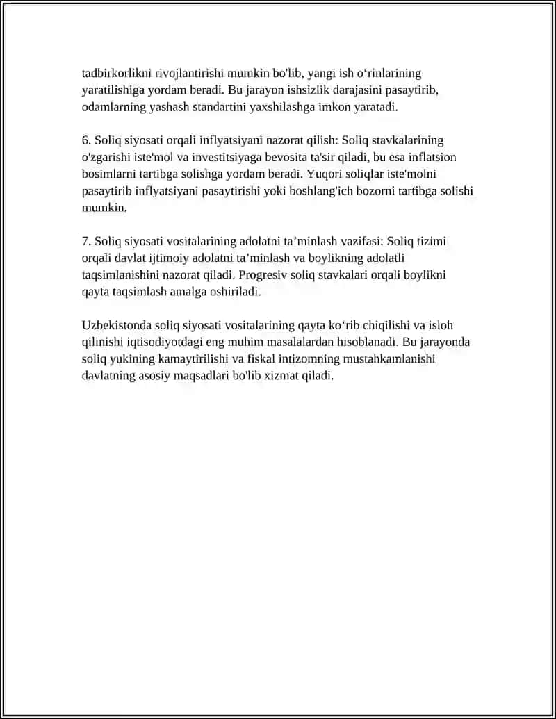 DAVLATNING SOLIQ - BYUDJET SIYOSATI VOSITALARINING IQTISODIYOTNI TARTIBGA SOLISHDAGI ROLI 4