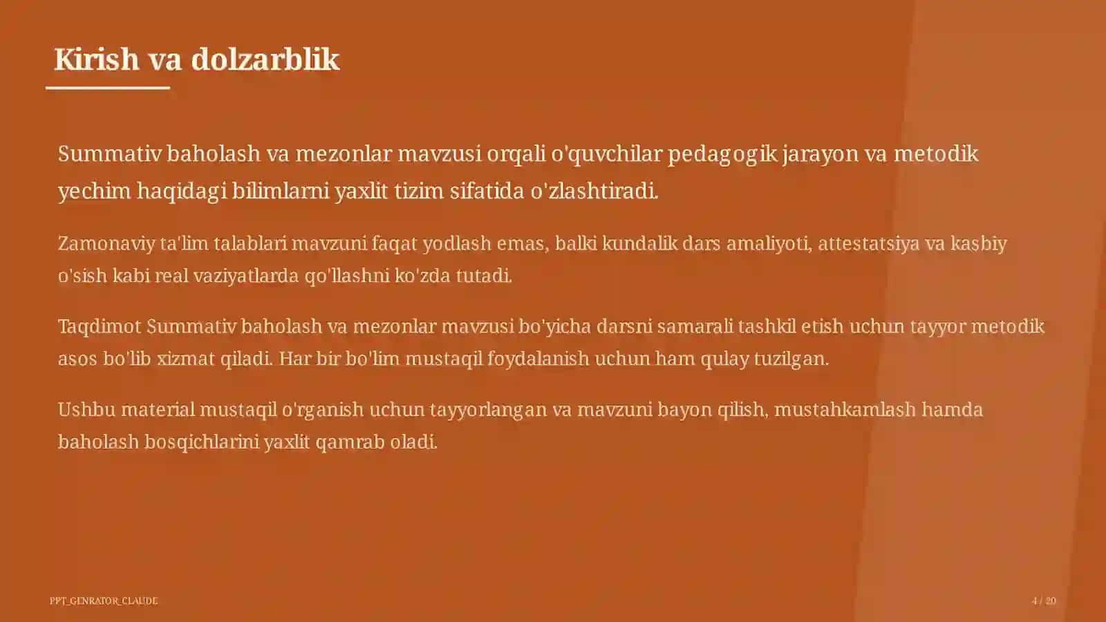 Summativ baholash va mezonlar 4