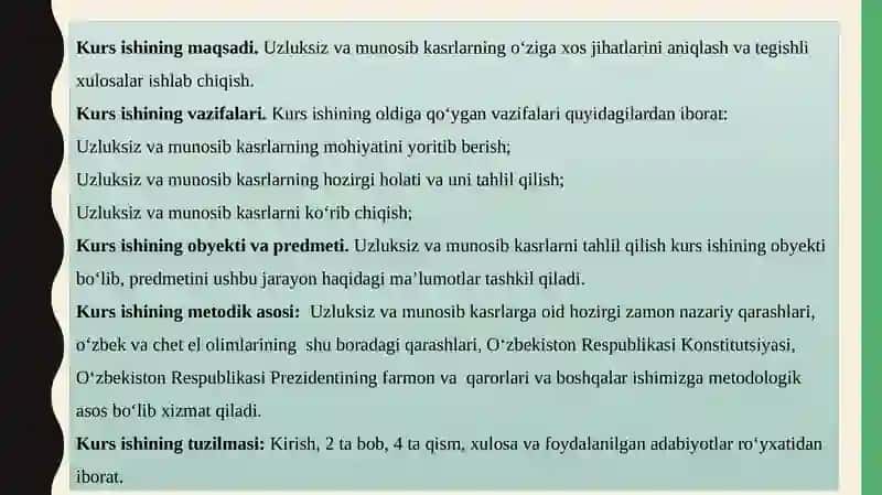 UZLUKSIZ VA MUNOSIB KASRLAR 4