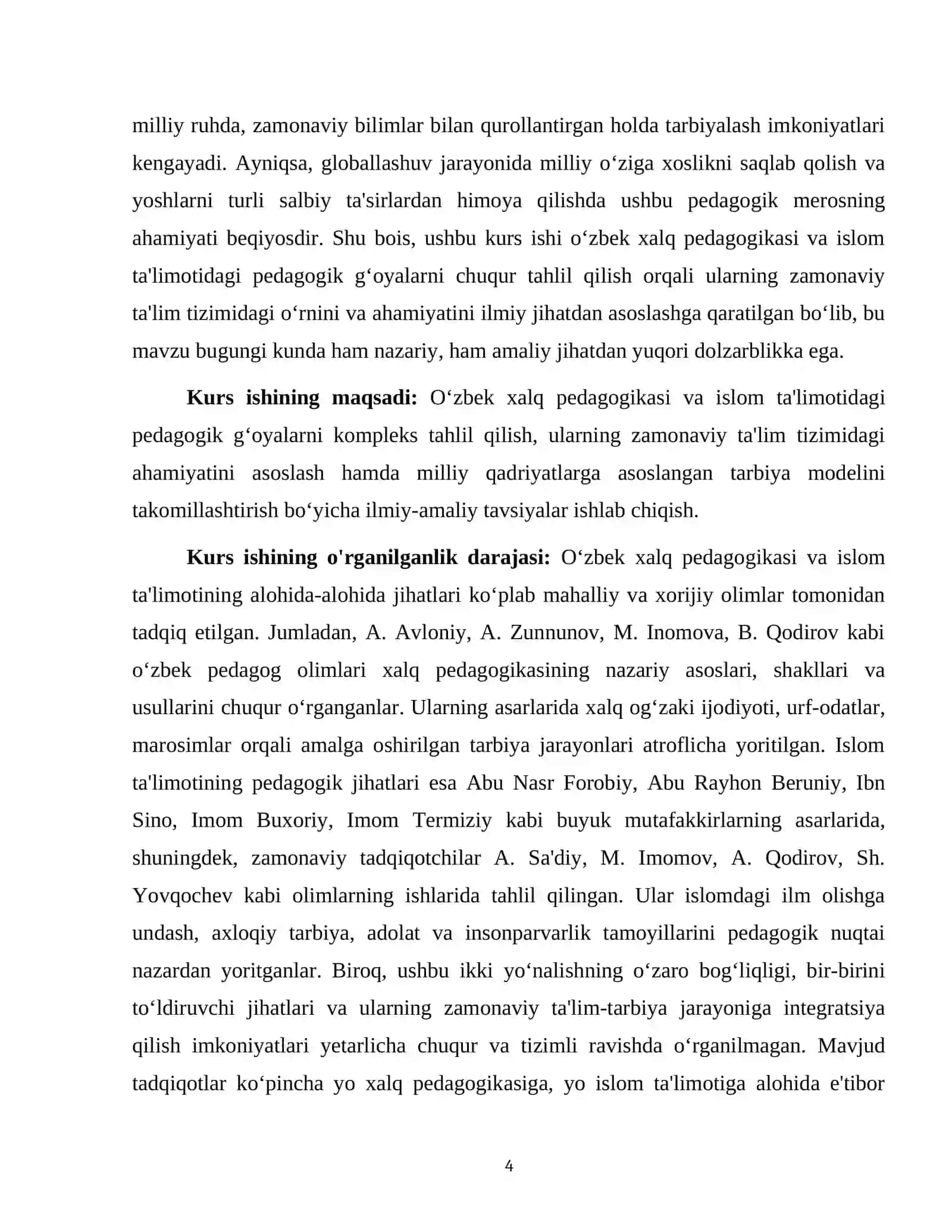 O'ZBEK XALQ PEDAGOGIKASI VA ISLOM TA'LIMOTIDAGI PEDAGOGIK G'OYALARNING NAZARIY ASOSLARI VA TARIXIY RIVOJLANISHI 4