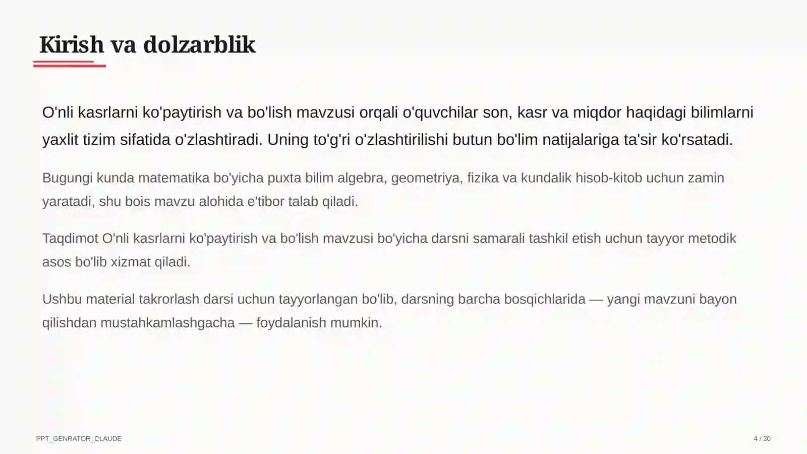 Matematika (5–6) — takrorlash darsi uchun 4