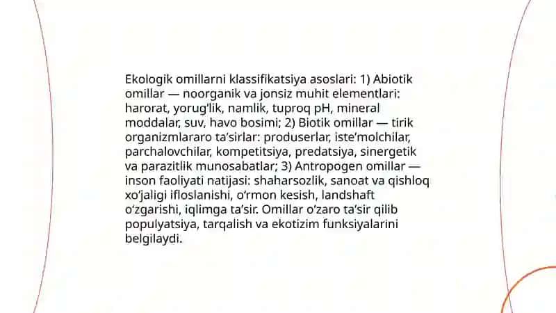Ekalogik omillar va ularning klassifkatsiasi 4