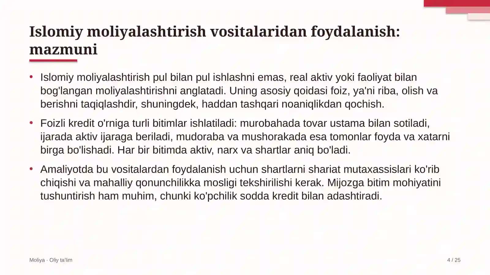 Alkogolsiz ichimliklar ishlab chiqarishda islomiy moliyalashtirish vositalaridan foydalanish 4