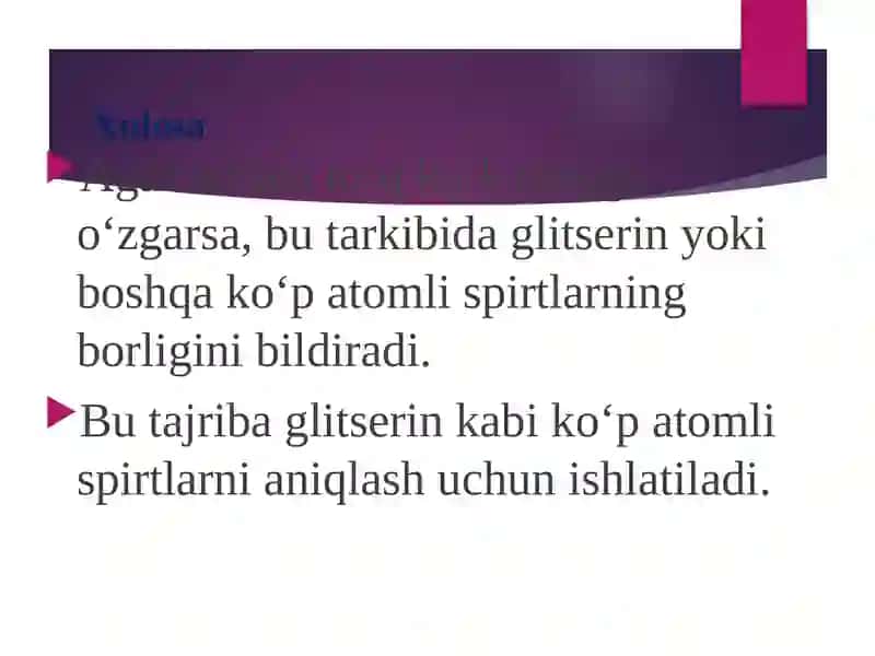 Ko'p atomli spirtlarga oid tajribalar 4