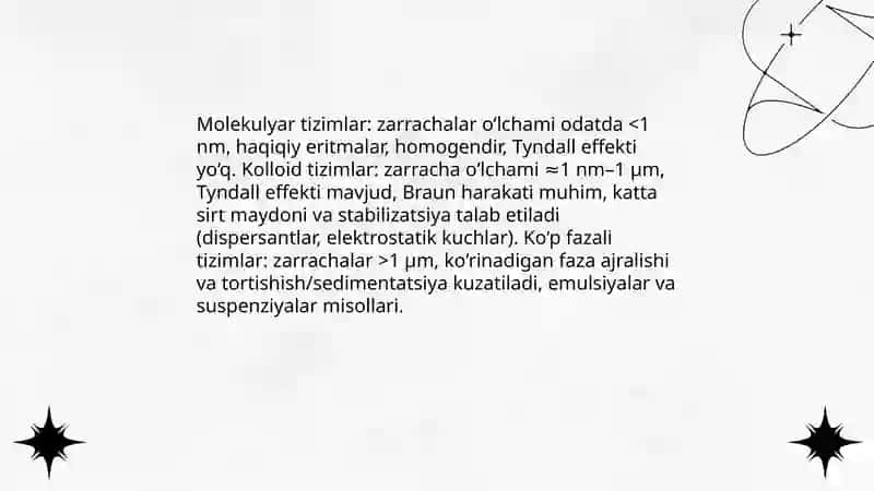 Disspress sistemalarning fizik-kimyosi, ularning tasniflanishi 4