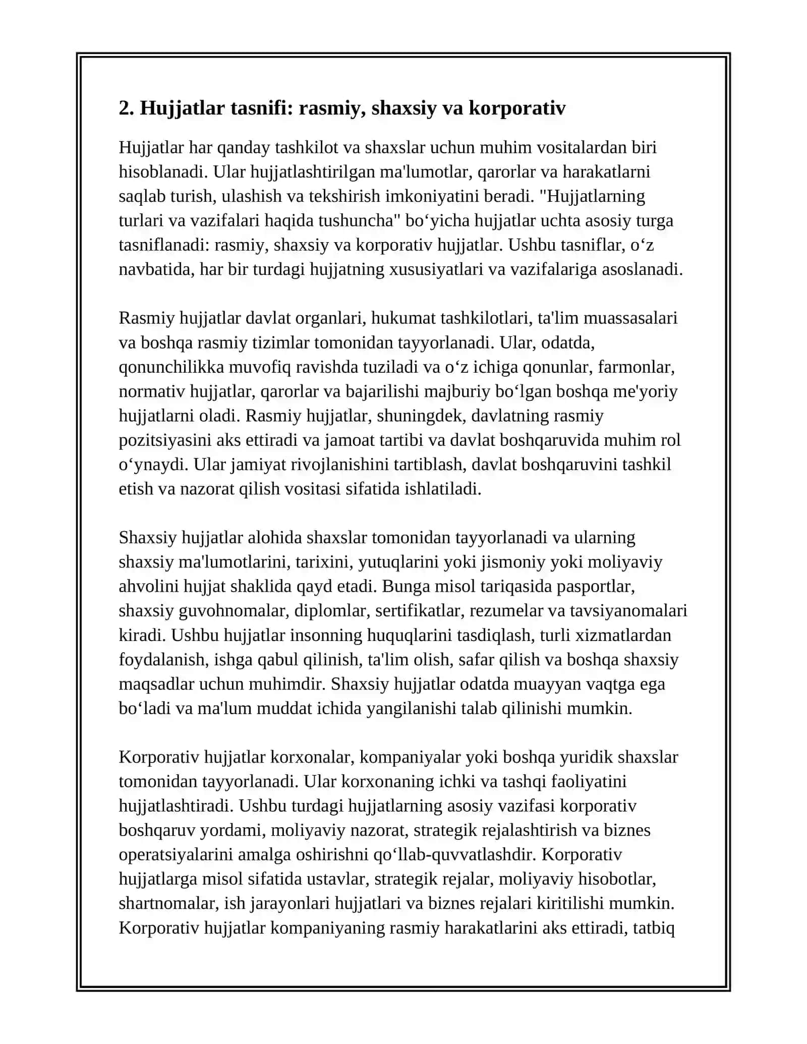Hujjatlar turlari va vazifalari 4
