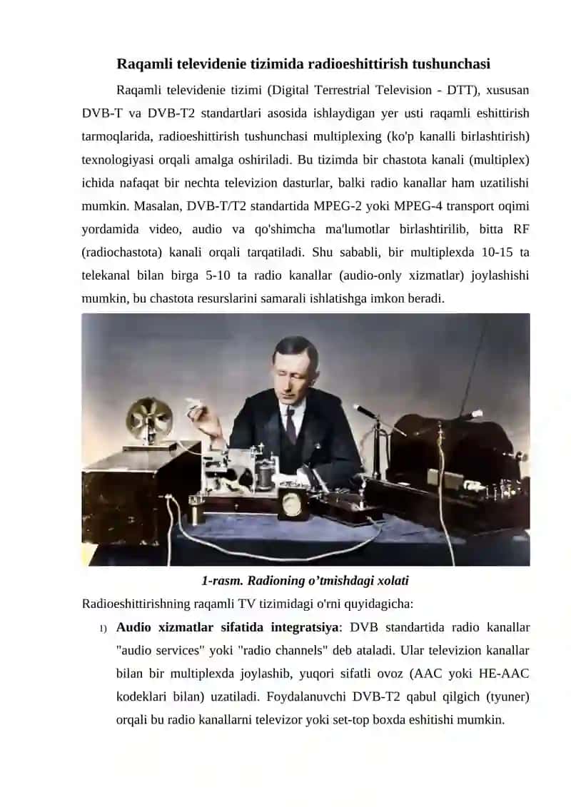 Raqamli televidenie xizmati tarkibidagi radioeshittirish texnologiyasi 4