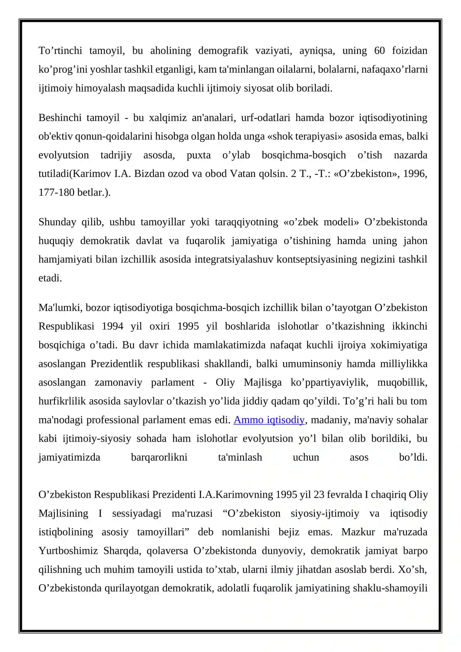 O‘zbekistonda demokratik jamiyatni shakllashtirish yo‘lidagi ishlar 4
