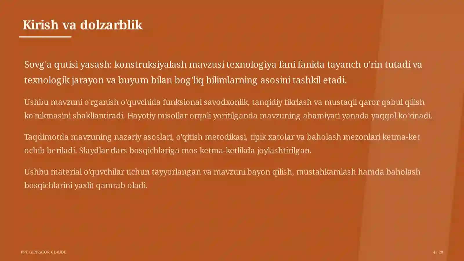 Sovg'a qutisi yasash: konstruksiyalash (3-sinf) 4