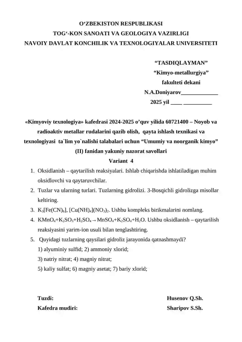 Kimyoviy texnologiya kafedrasi 4