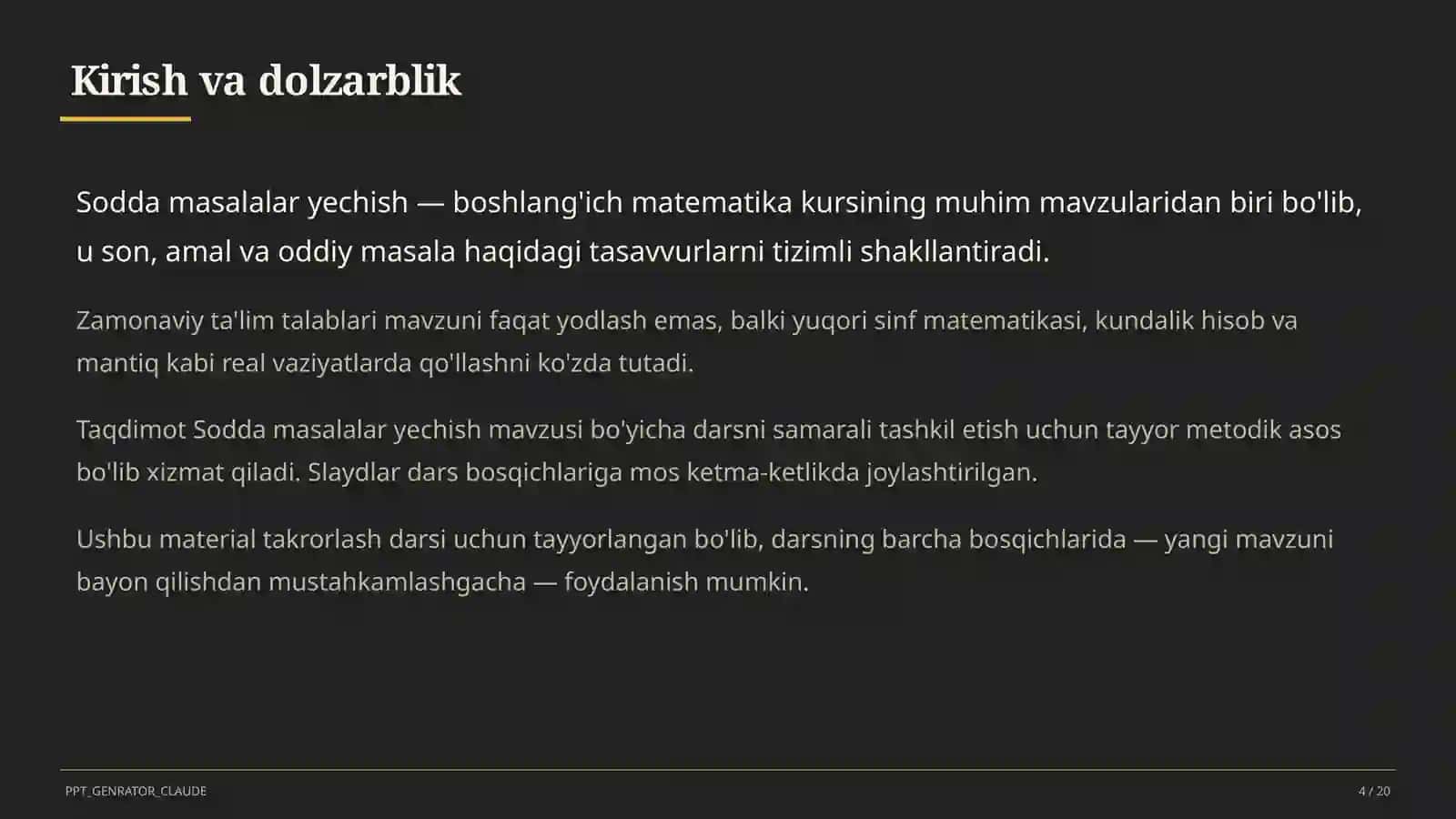 Sodda masalalar yechish (1-sinf) 4