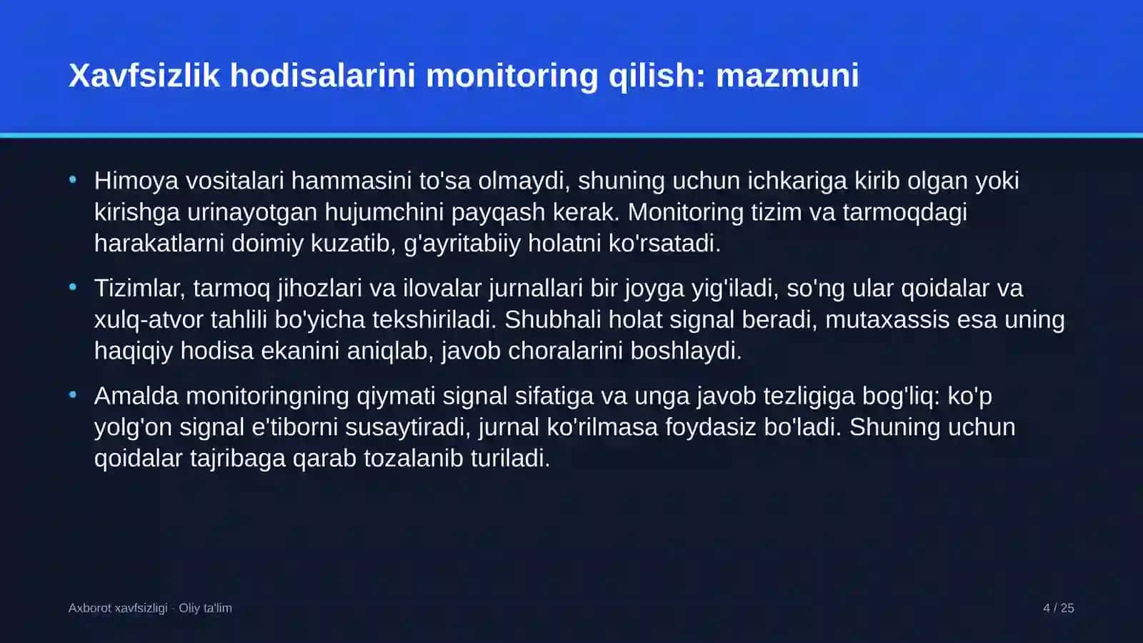 Axborot xavfsizligi · Oliy ta'lim 4