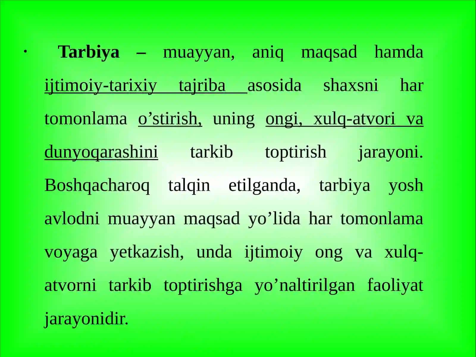TA'LIMVA TARBIYA JARAYONINING O'ZARO BOG'LIQLIGI HAMDA PEDAGOGIK JARAYONDAGI AHAMIYATI 4