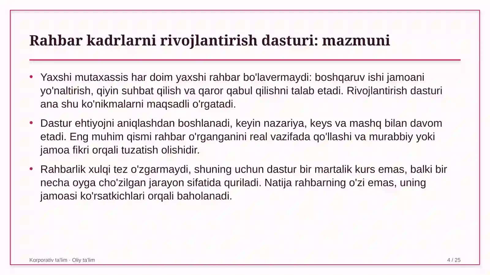 maxsus maktab internatlarda rahbar kadrlarni rivojlantirish dasturi 9394 4