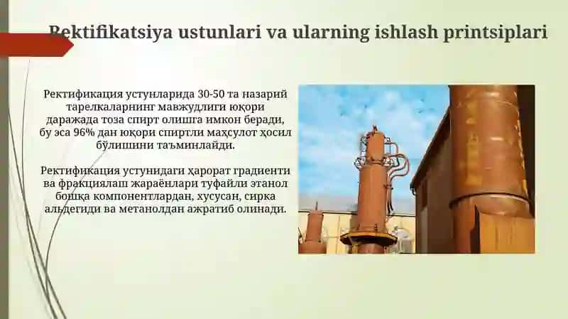 Molassadan spirt ishlab chiqarish texnologiyasi 4