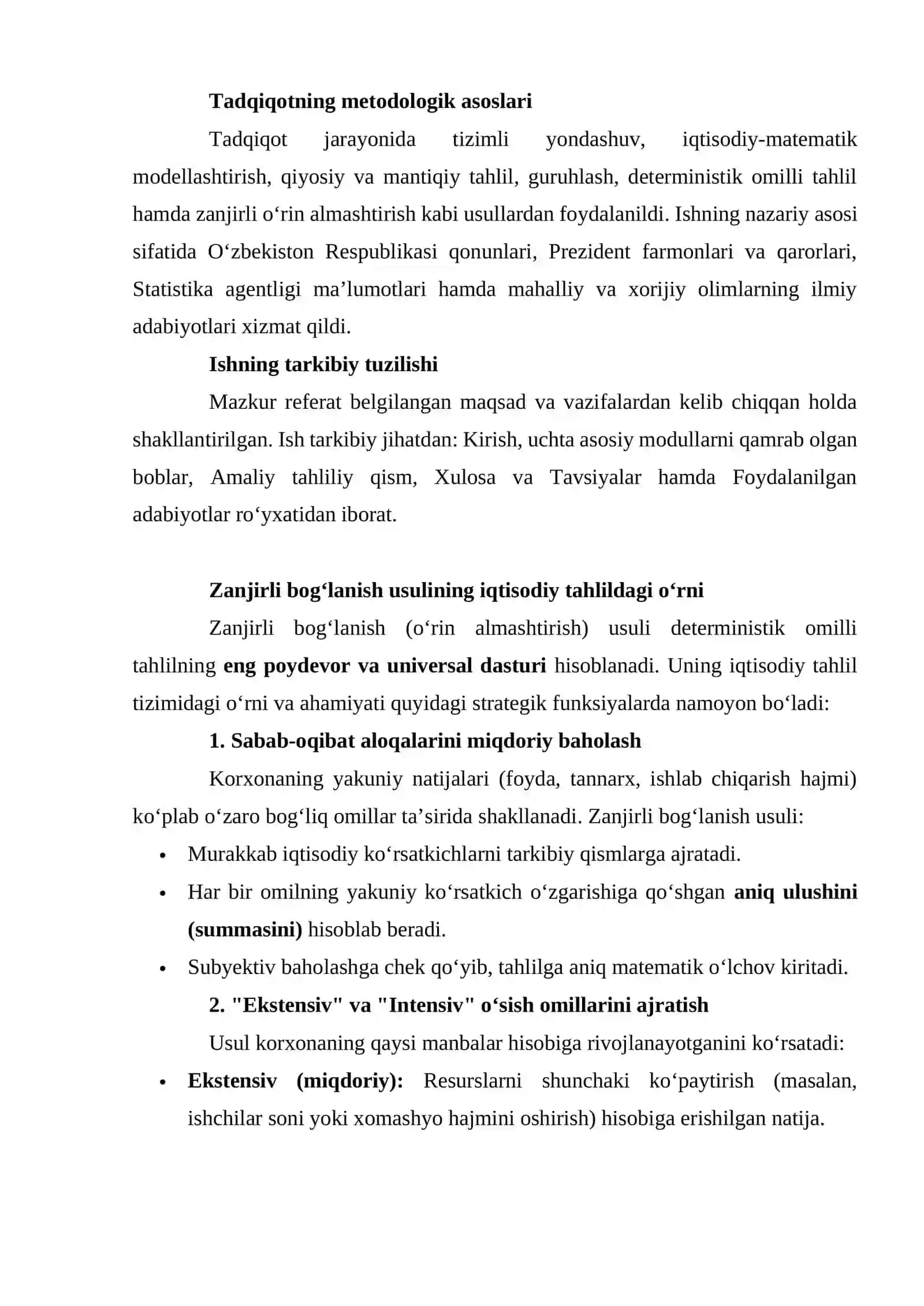Iqtisodiy tahlilda zanjirli bog‘lanish usulini qo‘llash 4
