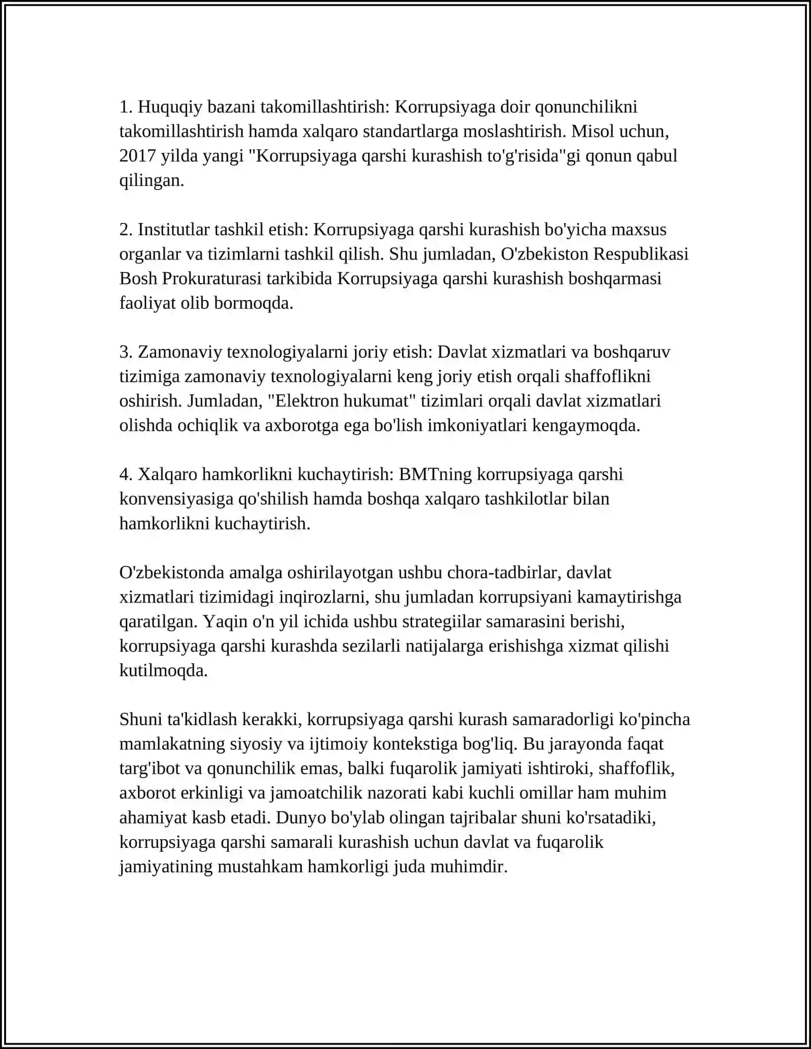 O'ZBEKISTONDA KORRUPSIYAGA QARSHI KURASHISH MEXANIZMLARI 4