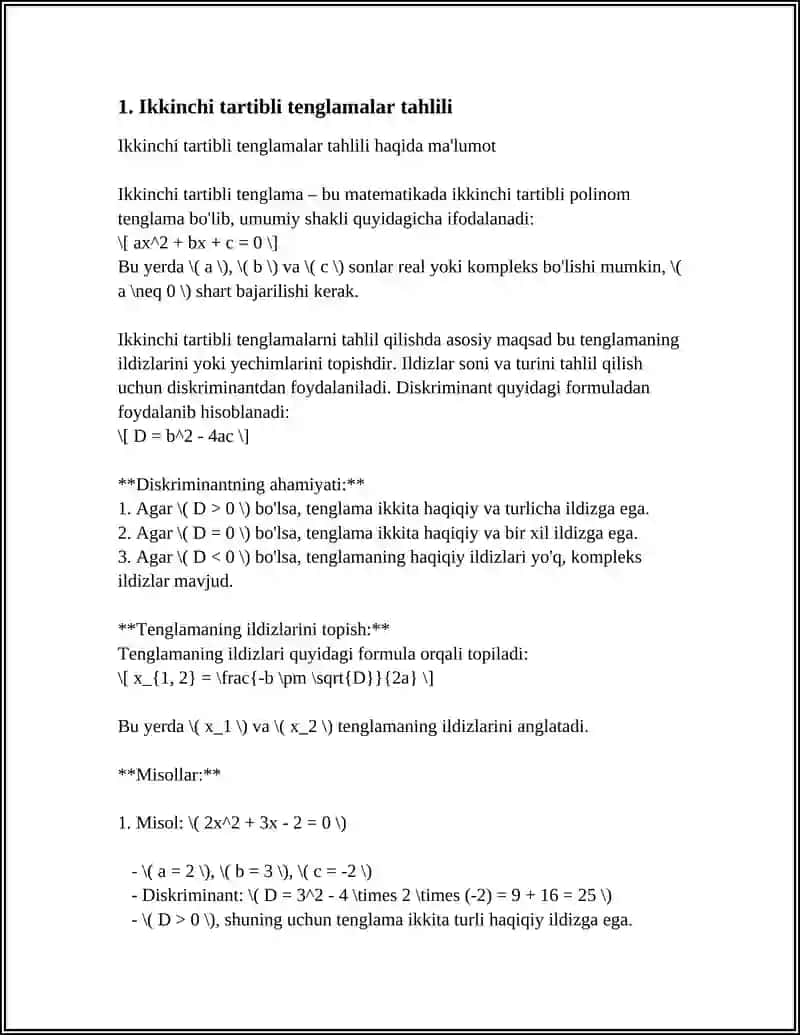 Ikkinchi tartibli tenglamalar tahlili 4