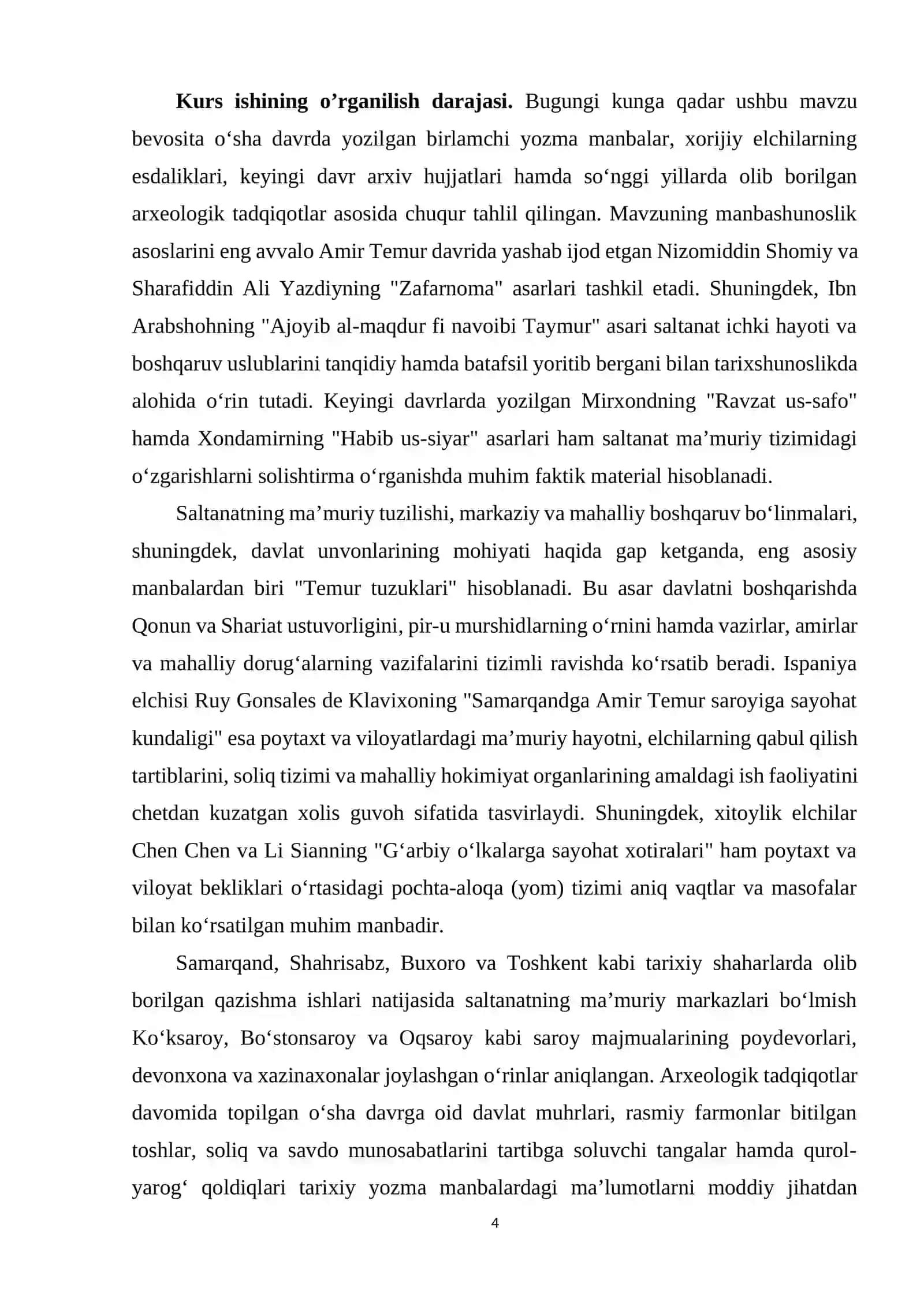 Amir Temur saltanatining ma'muriy va harbiy tuzilishi. 4