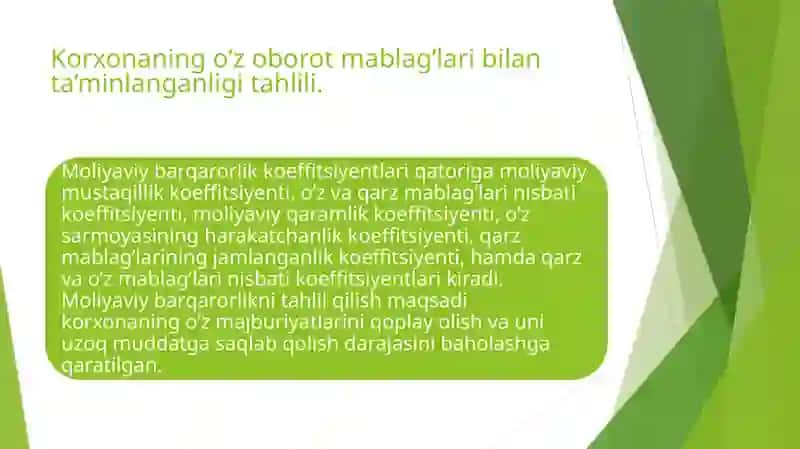 Korxonaning resurslarga boʻlgan ehtiyojini aniqlash va ta’minlanganlik sifatini tahlil qilish 4