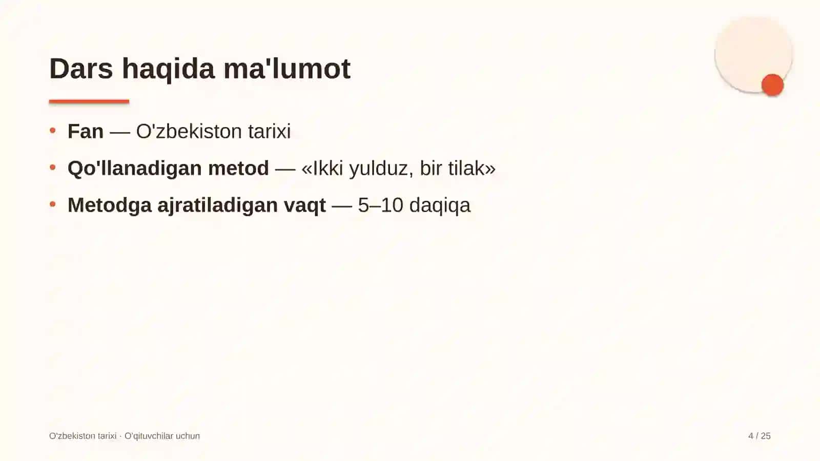 o'zbekiston tarixi darslarida ikki yulduz bir tilak metodidan foydalanish 4030 4