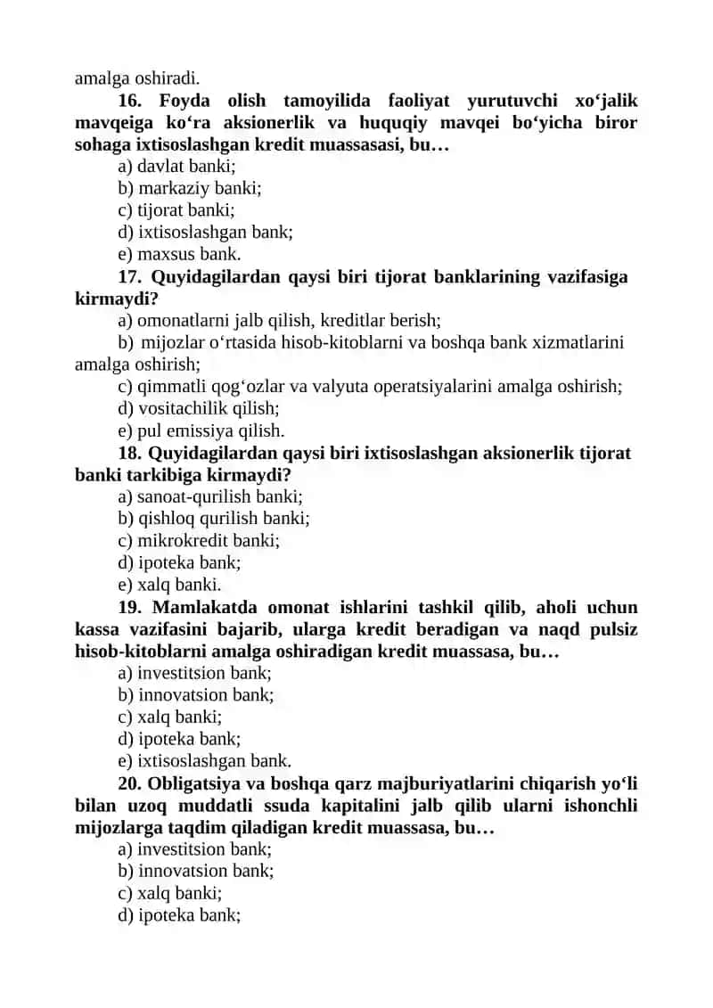 PUL-KREDIT TIZIMI. BANKLAR VA ULARNING BOZOR IQTISODIYOTIDAGI ROLI 4
