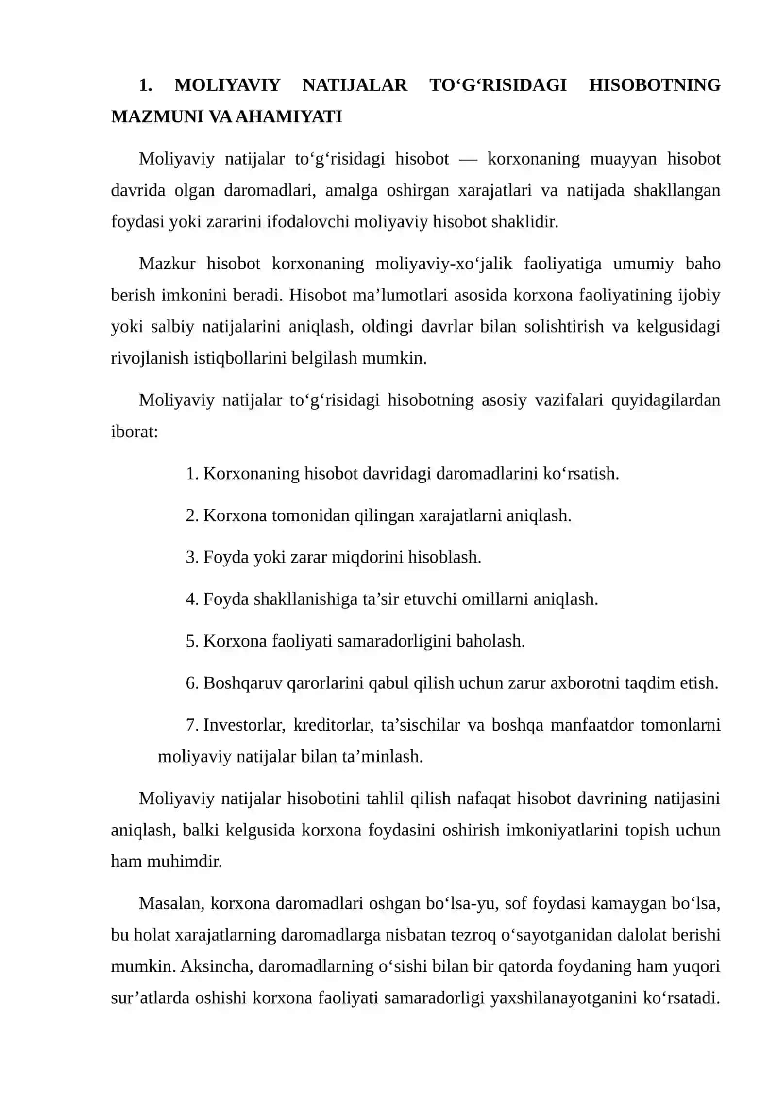 MOLIYAVIY NATIJALAR TO‘G‘RISIDAGI HISOBOTNI TAHLIL QILISH 4