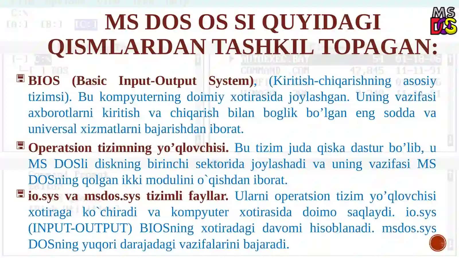 MS DOS operatsion tizimi 4