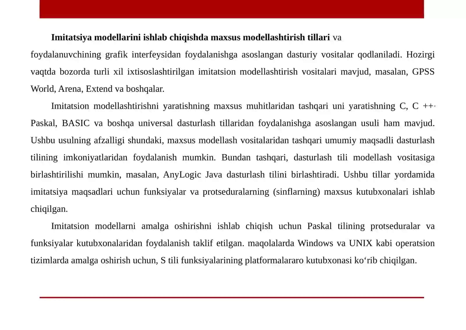Imitatsion modellashtirish uchun JAVA tili 4