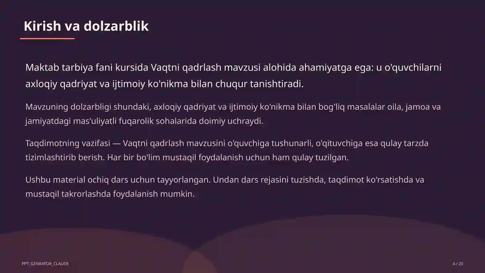 Vaqtni qadrlash (4-sinf) 4