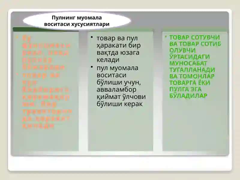Пулнинг функциялари 4