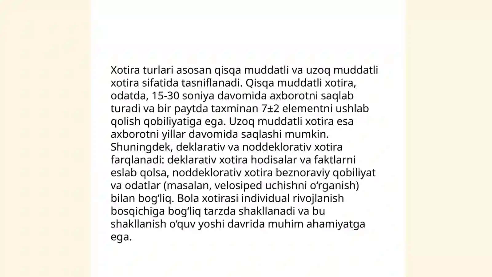 Xotira haqida tushuncha va uning nerv-fiziologik asosi 4