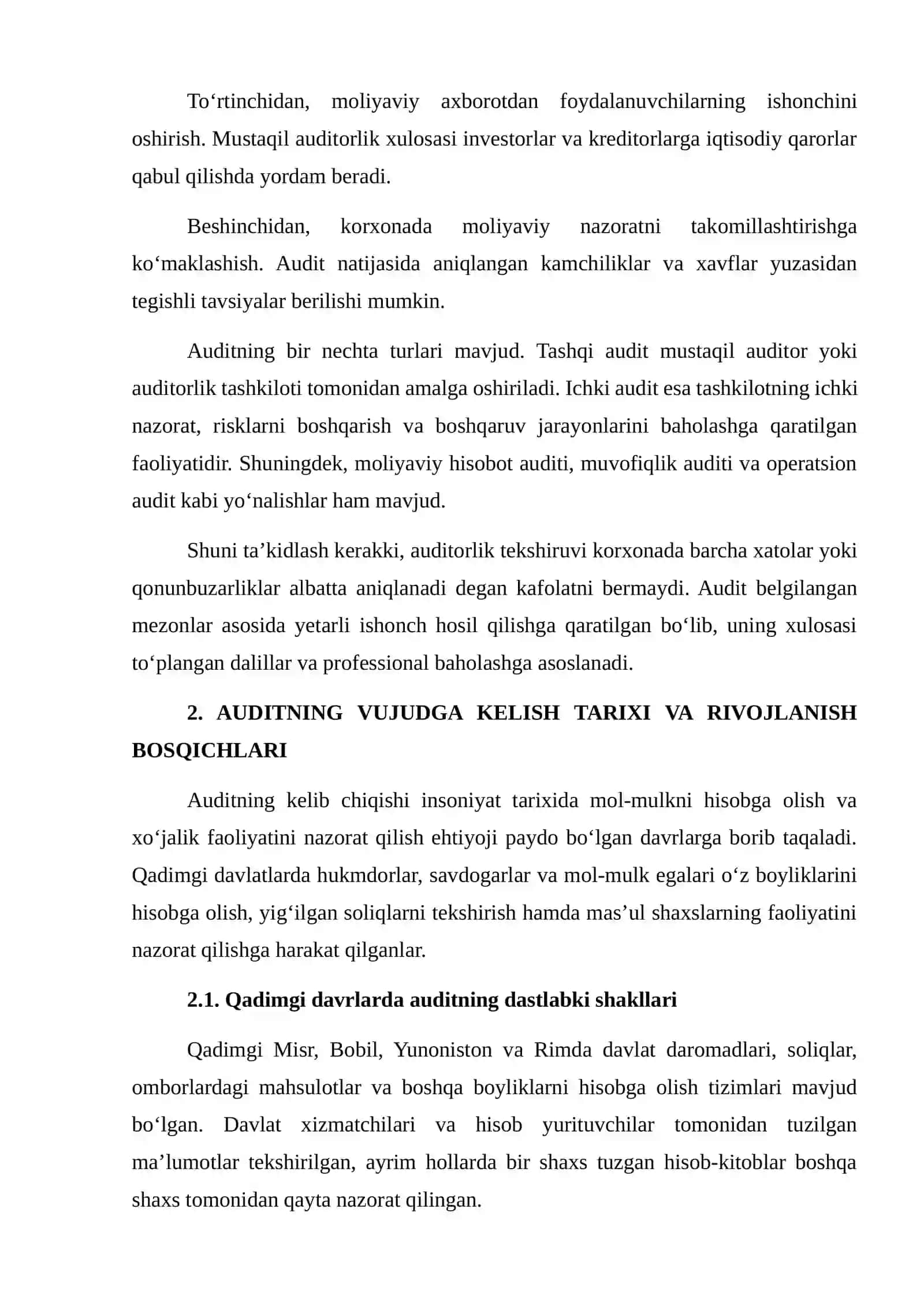AUDIT TARIXI VA O‘ZBEKISTONDA AUDITNING RIVOJLANISHI 4